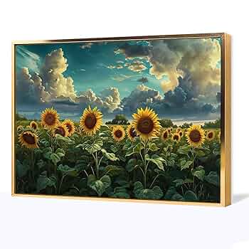 絵画 インテリア　絵　 額付 (銀) 油絵　F4-110212　風景ひまわり 絵画 インテリア 絵 額付 (銀) 油絵 F4-110212 風景ひまわり 絵画
